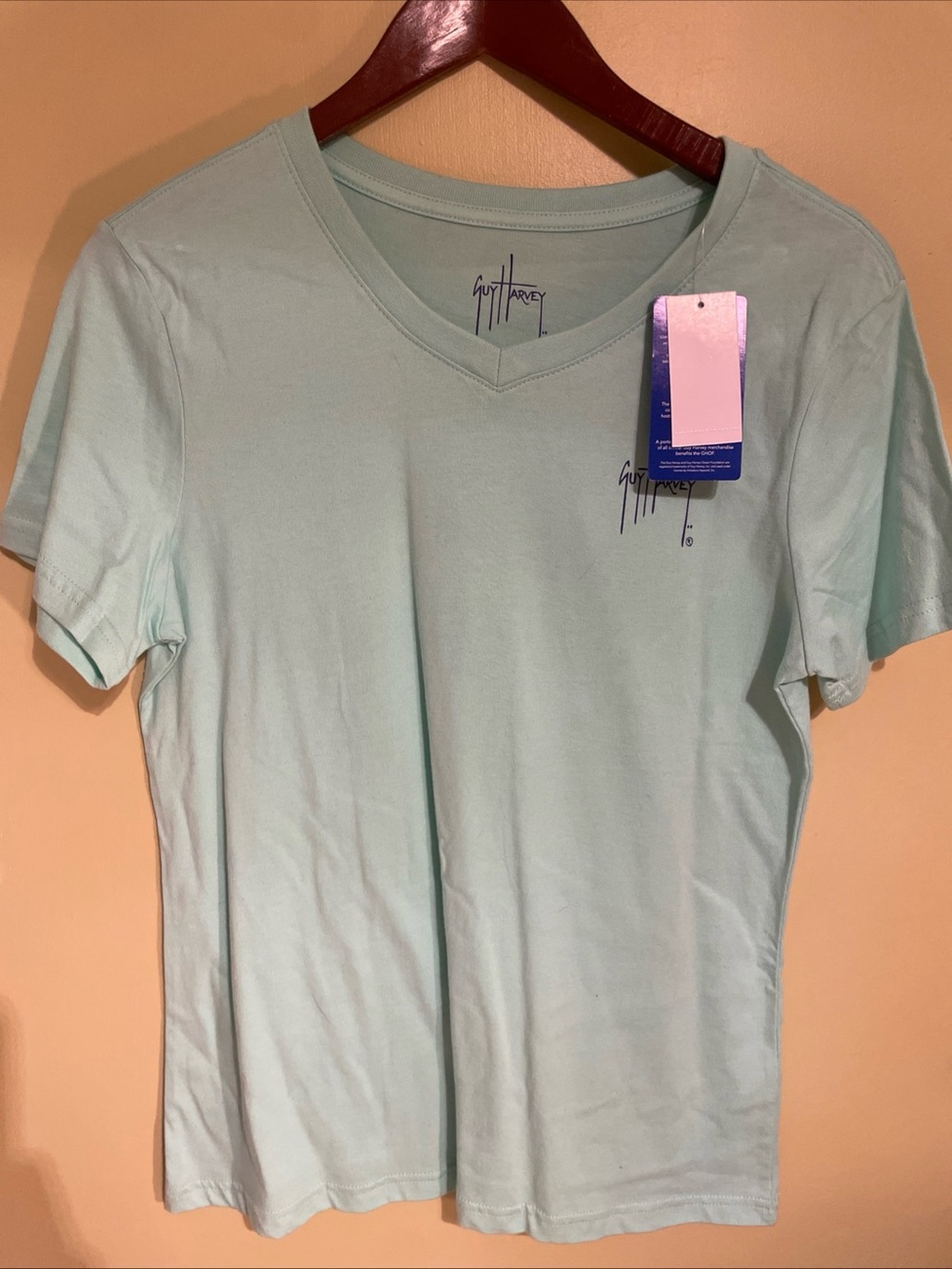 Guy Harvey Mint Green V-Neck Tee NWT